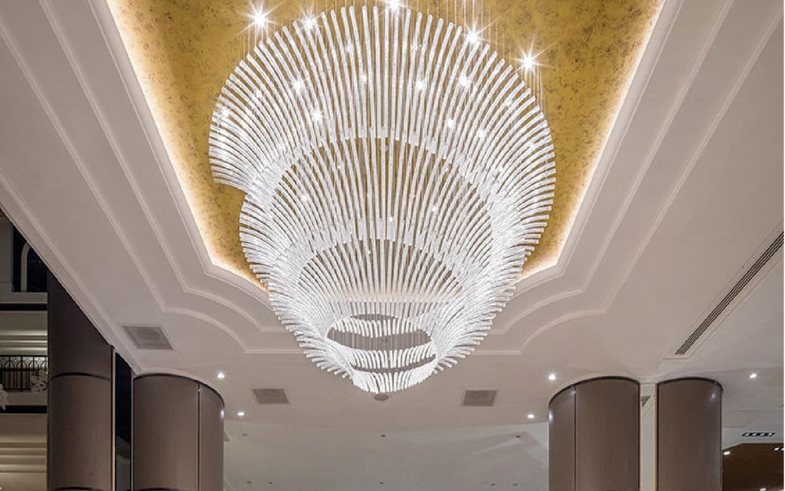 Lobby feature chandelier cropped from a custom decorative lighting catalog.