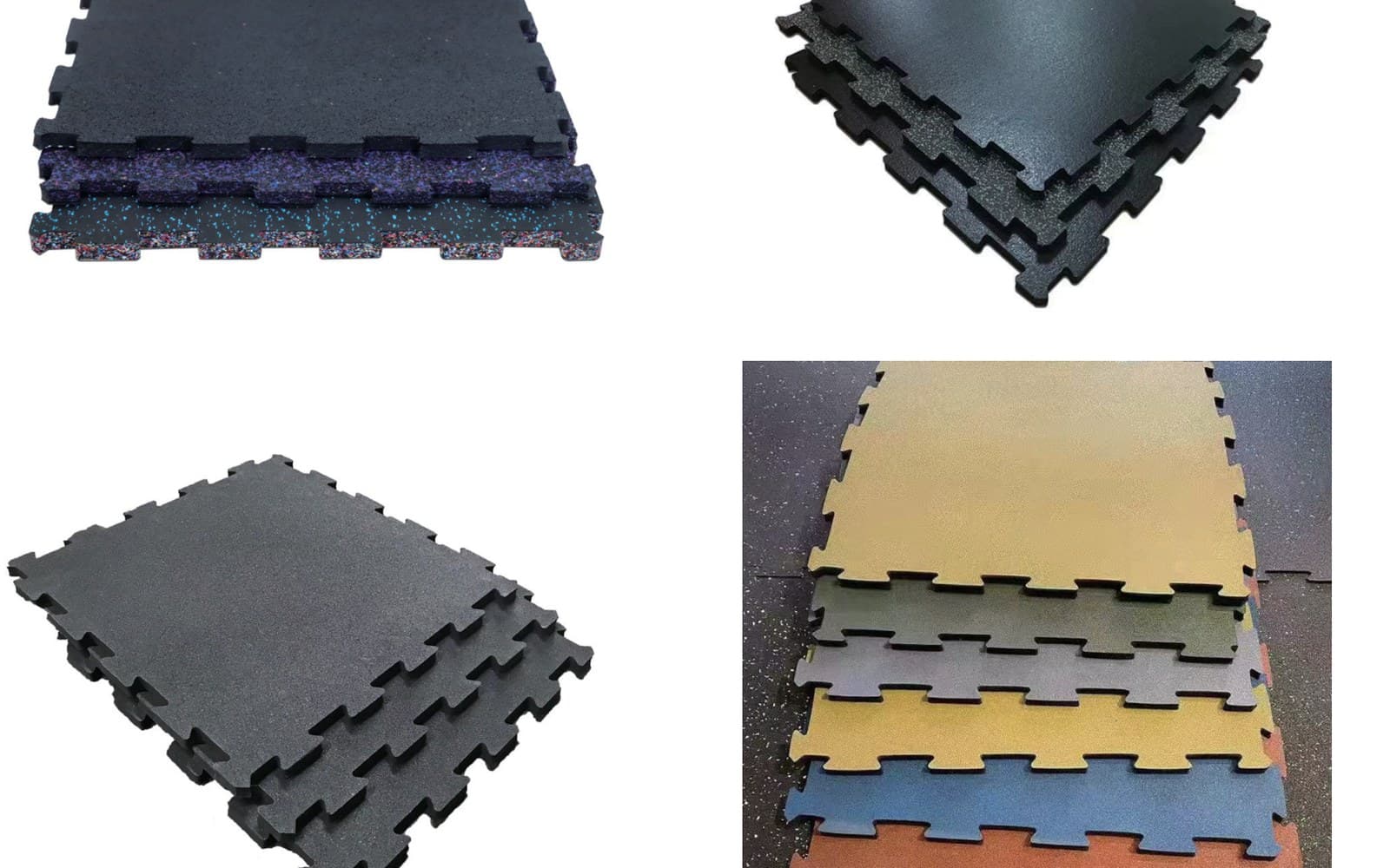 Interlocking puzzle rubber mat product references with puzzle-lock edges.