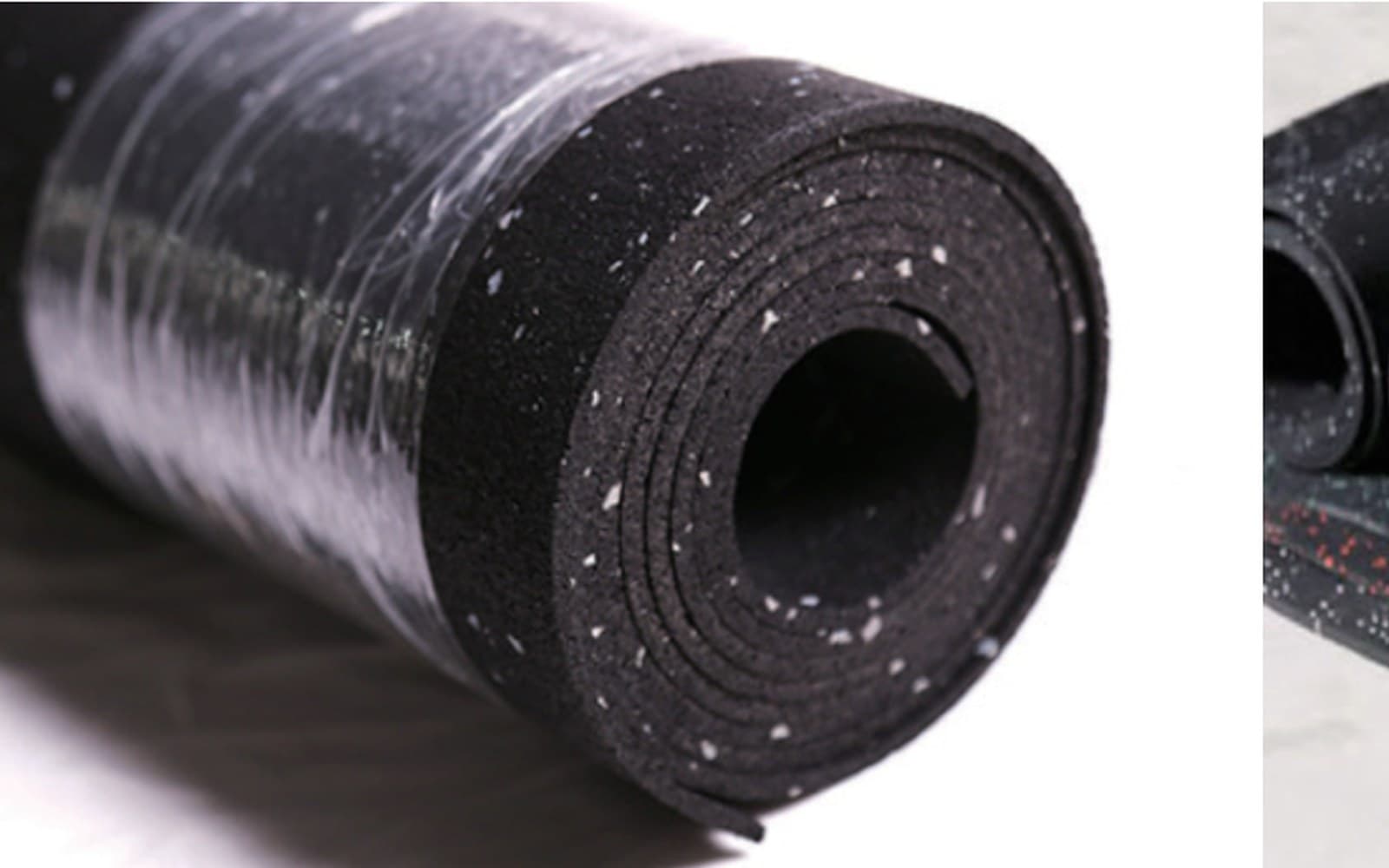 Rubber flooring roll product reference in black speckled rubber.