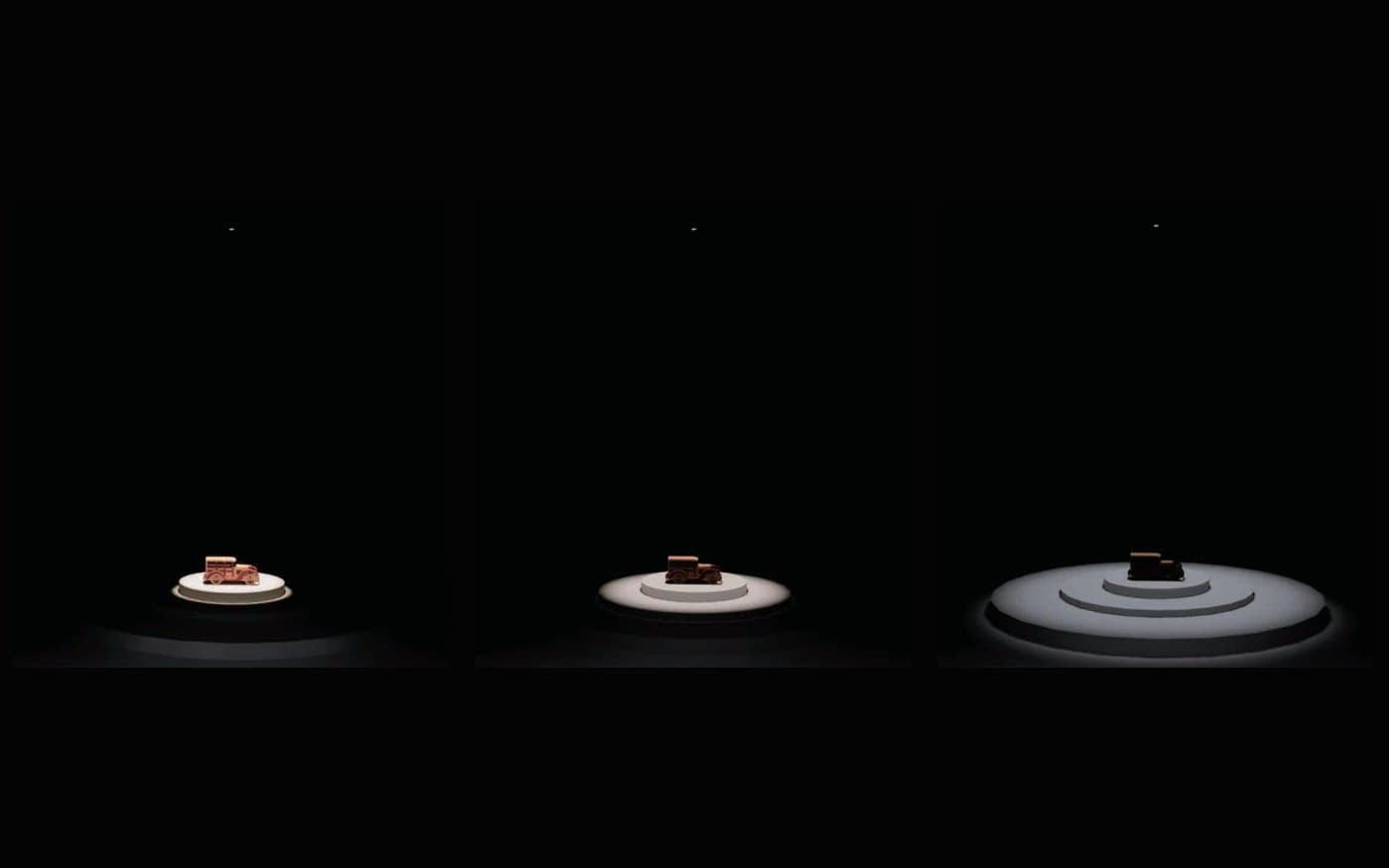 Beam angle demonstration panels showing narrow and wider light spreads.