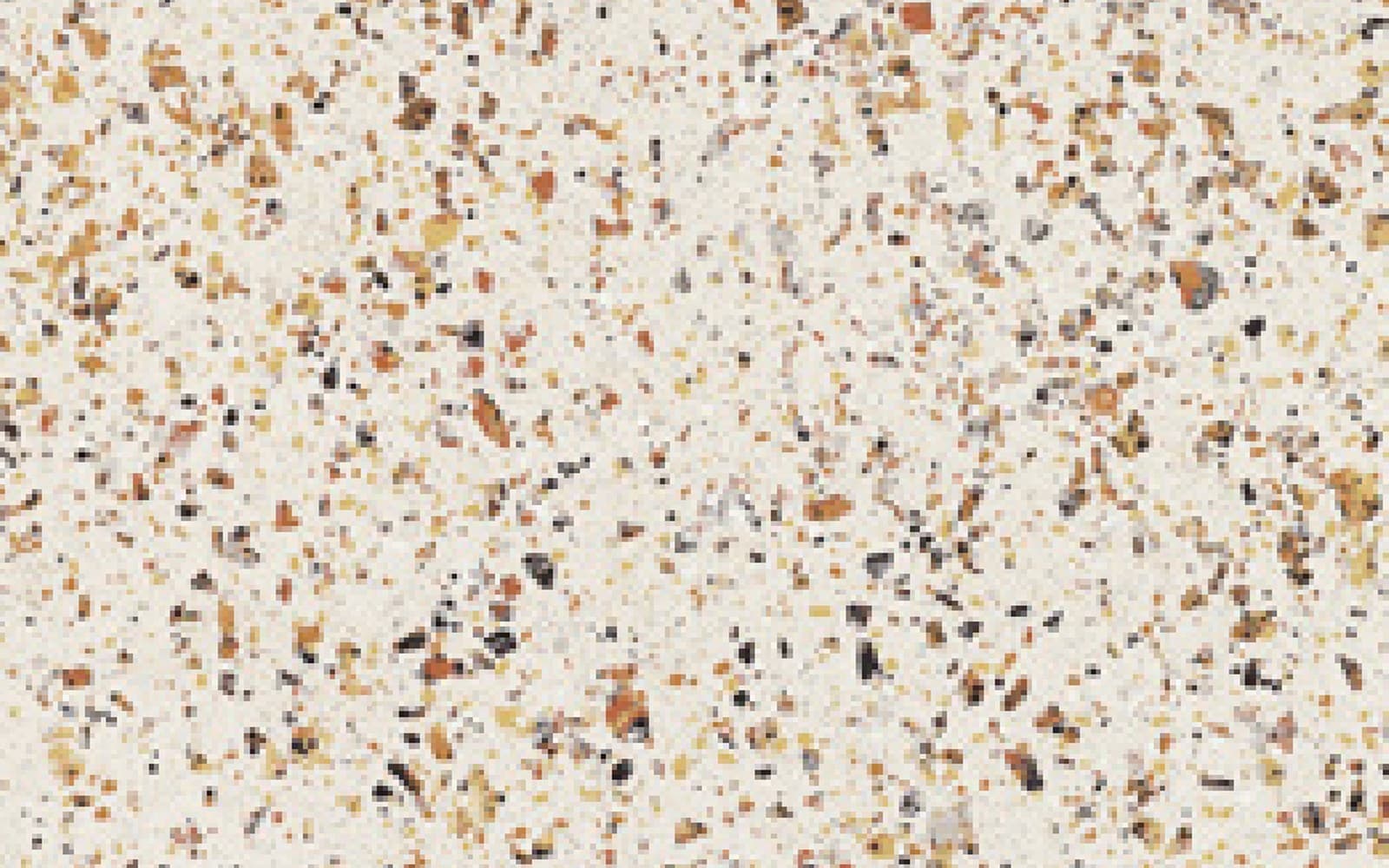 Terrazzo-inspired porcelain tile surface close-up for visual direction review