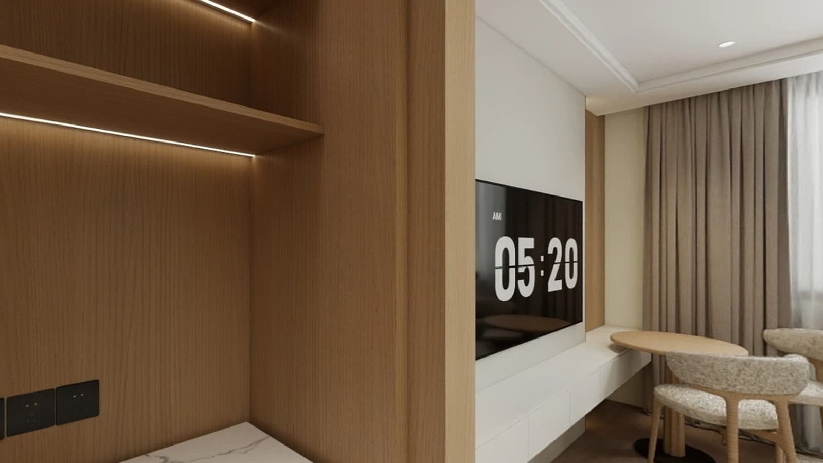 Preview of a modern minimalist hotel suite walkthrough reference in South Africa.