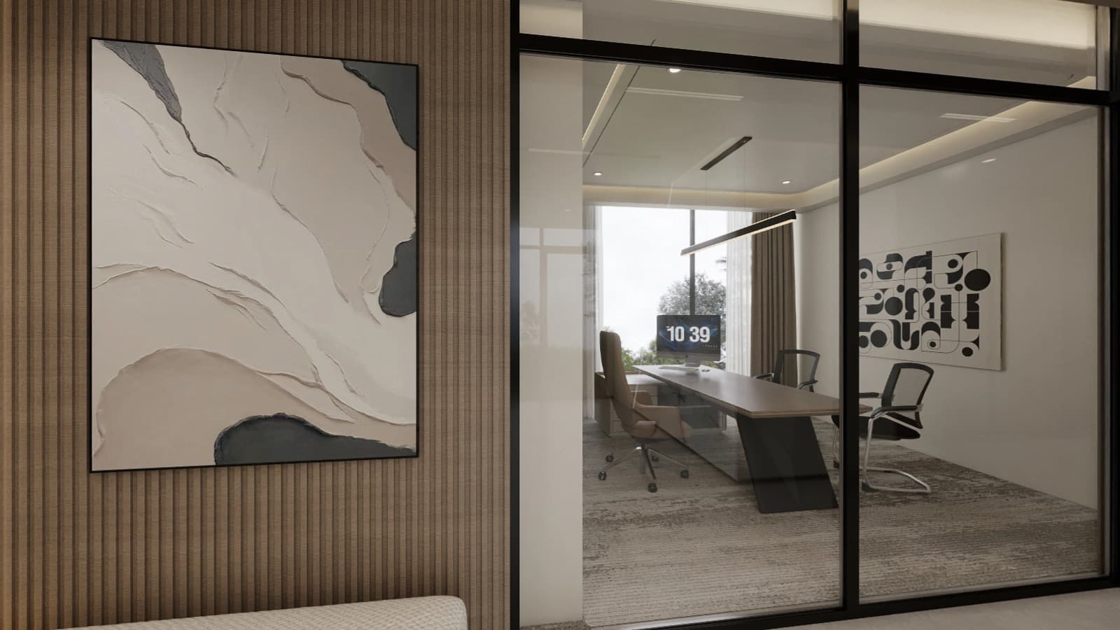 Preview of a modern minimalist office walkthrough reference in Australia.