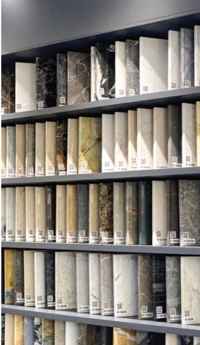 Material sample wall visual for stone and surface discussion